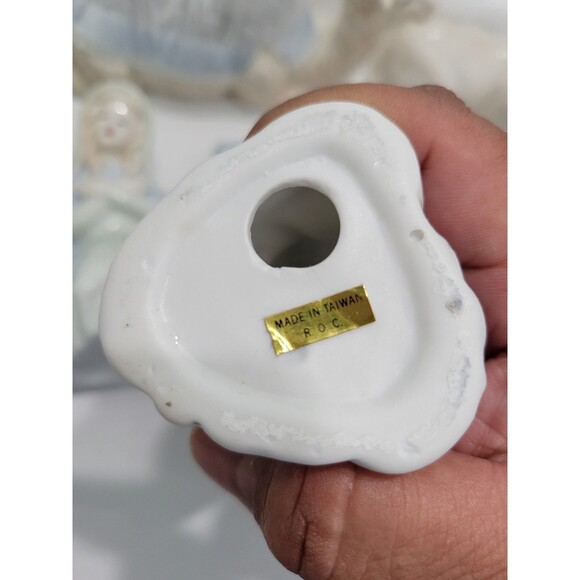 Vintage R O C Nativity Set 10 Blue Cream Jesus Mary Joseph Porcelain - Picture 8 of 15